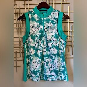 PGA TOUR Sleeveless Floral 1/4 Zip Golf Top Size Medium